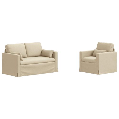 Комплект дивани 2 pcs Крем 139 x 78 x 80 см текстил