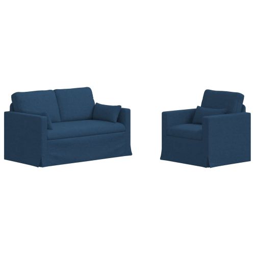 Комплект дивани 2 pcs Синьо 139 x 78 x 80 см текстил