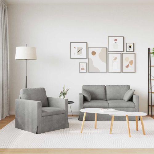 Комплект дивани 2 pcs Светлосиво 138 x 78 x 80 см Кадифе