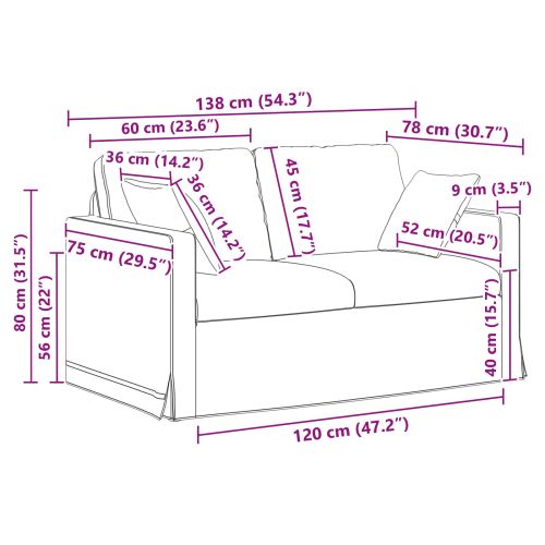 Комплект дивани 2 pcs Розово 138 x 78 x 80 см Кадифе