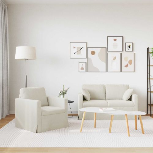 Комплект дивани 2 pcs Крем 138 x 78 x 80 см Кадифе