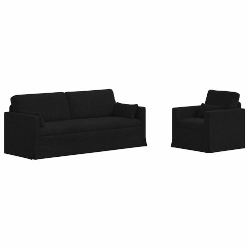 Комплект дивани 2 pcs Черно 198 x 78 x 80 см текстил