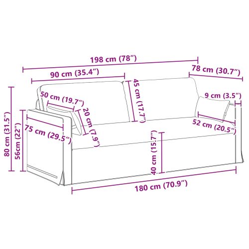 Комплект дивани 2 pcs Тъмен зелен 198 x 78 x 80 см текстил