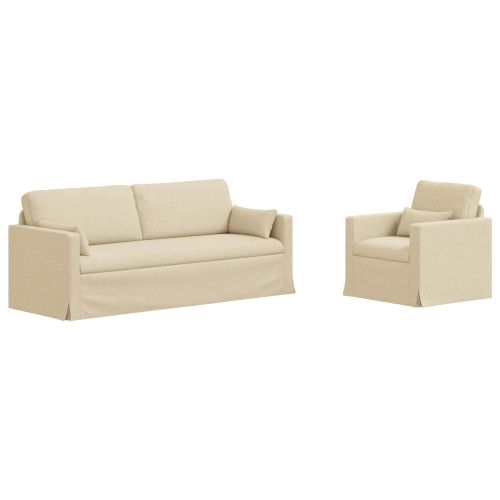 Комплект дивани 2 pcs Крем 198 x 78 x 80 см текстил