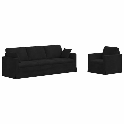 Комплект дивани 2 pcs Черно 228 x 78 x 80 см Кадифе