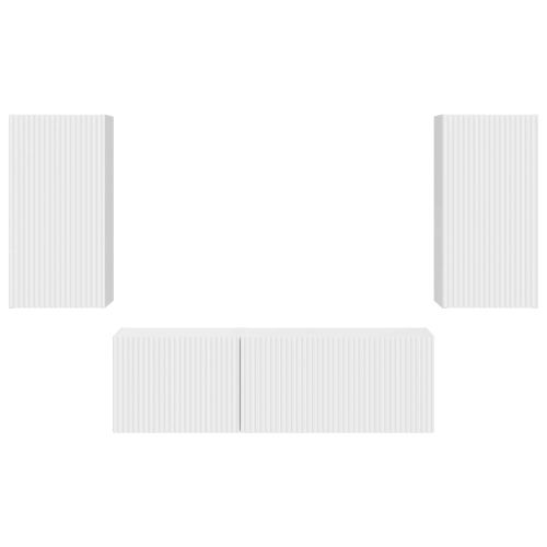 Комплект за стена на телевизор 4 pcs Лъскаво бяло
