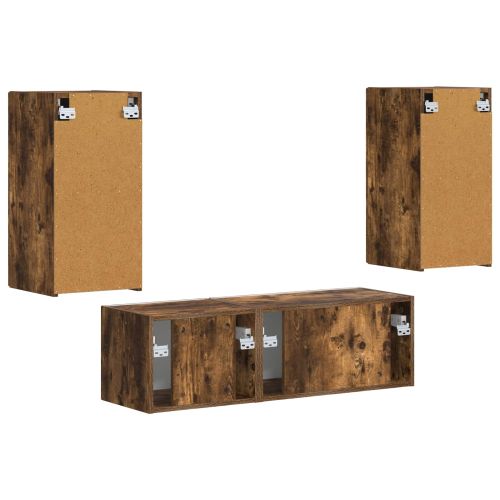 Комплект за стена на телевизор 4 pcs Димян дъб Инженерно дърво