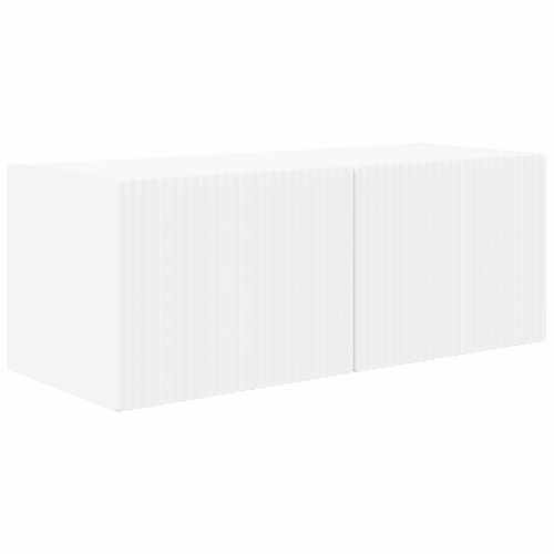 Комплект за стена на телевизор 4 pcs Бяло Инженерно дърво