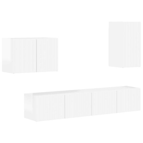 Комплект за стена на телевизор 4 pcs Лъскаво бяло