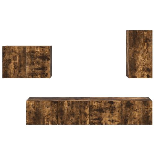 Комплект за стена на телевизор 4 pcs Димян дъб Инженерно дърво