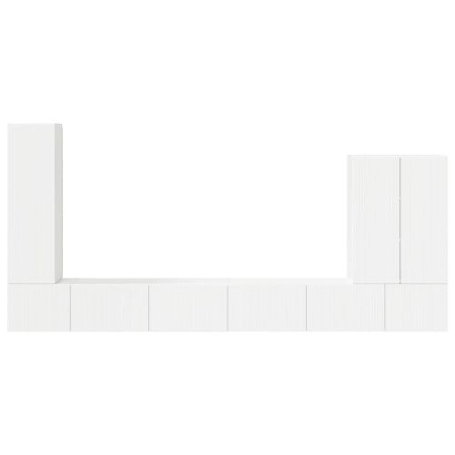 Комплект за стена на телевизор 6 pcs Лъскаво бяло