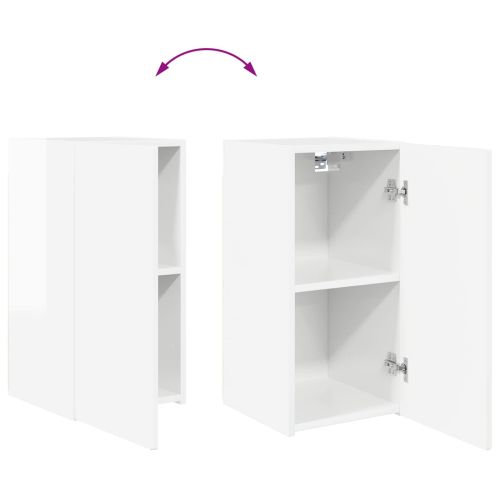 Комплект ТВ шкаф 2 pcs Лъскаво бяло Инженерно дърво