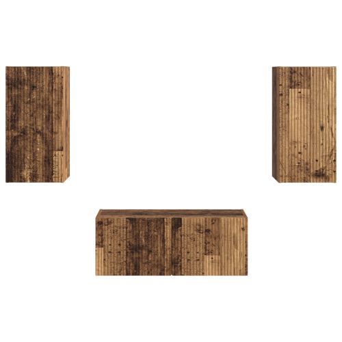 Комплект ТВ шкаф 2 pcs Старо дърво Инженерно дърво