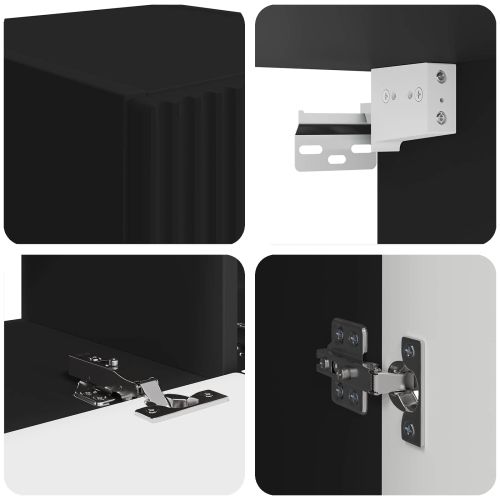 Комплект ТВ шкаф Монтиране на стена 4 pcs Черно Инженерно дърво