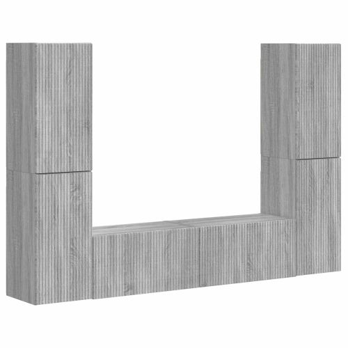 Комплект ТВ шкаф 6 pcs Сив Сонома Инженерно дърво