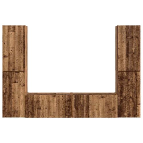 Комплект ТВ шкаф 6 pcs Старо дърво Инженерно дърво