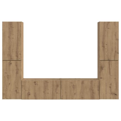 Комплект ТВ шкаф 6 pcs Дъб Инженерно дърво