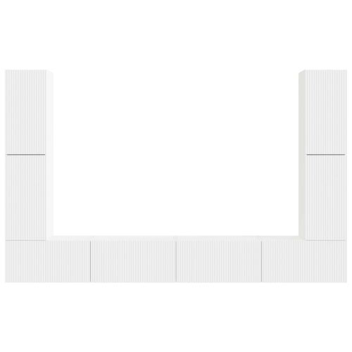 Комплект ТВ шкаф 8 pcs Бяло Инженерно дърво