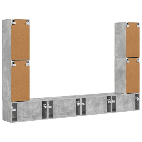 Комплект ТВ шкаф 8 pcs Циментено сиво Инженерно дърво