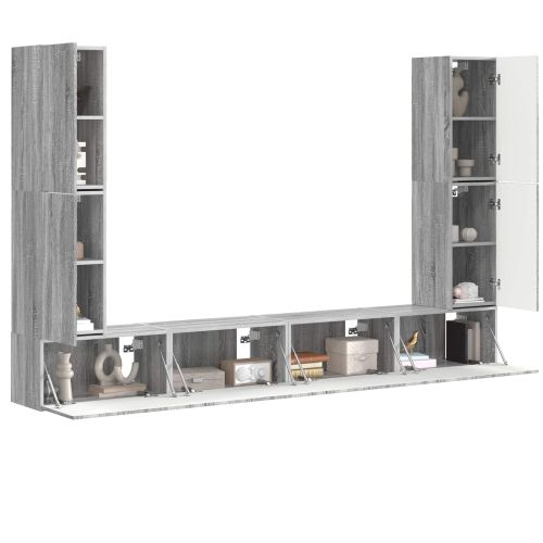 Комплект ТВ шкаф 8 pcs Сив Сонома Инженерно дърво