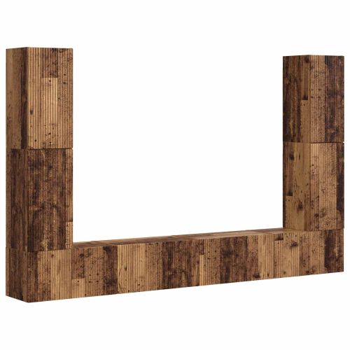 Комплект ТВ шкаф 8 pcs Старо дърво Инженерно дърво