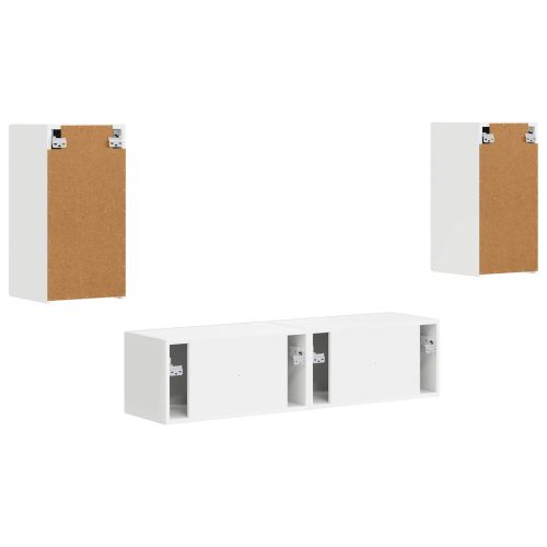 Комплект ТВ шкаф 4 pcs Бяло Инженерно дърво