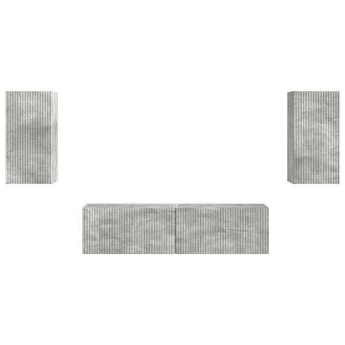Комплект ТВ шкаф 4 pcs Циментено сиво Инженерно дърво