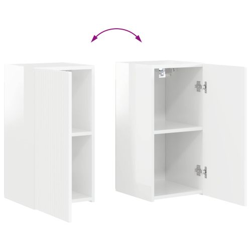 Комплект ТВ шкаф 4 pcs Лъскаво бяло Инженерно дърво