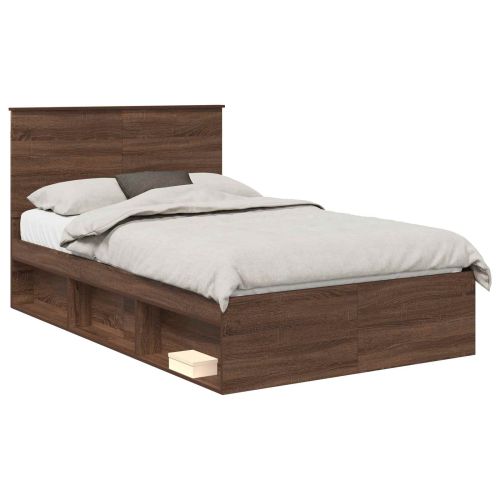 Рамка за легло Кафяв дъб 120 x 190 cm Солидно борово дърво