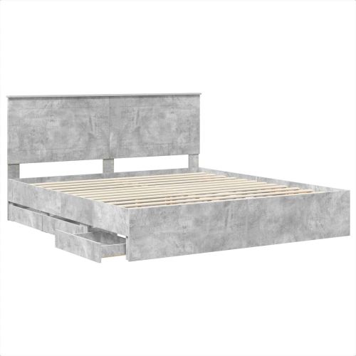Рамка за легло Циментено сиво 200 x 200 cm Инженерна дървесина