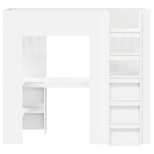 Рамка за двуетажно легло с бюро със съхранение Бяло 75 x 190 cm