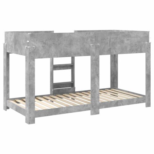 Двуетажно легло за деца Циментено сиво 90 x 190 cm