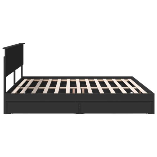 Легло с място за съхранение Черно 200 x 200 cm Инженерно дърво