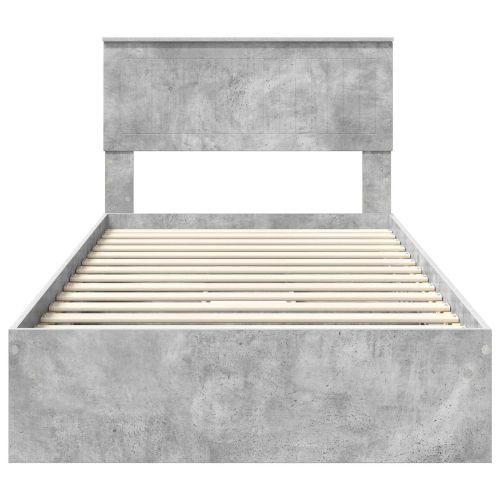 Легло с място за съхранение Циментено сиво 100 x 200 cm
