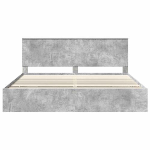 Рамка за легло Циментено сиво 200 x 200 cm Инженерна дървесина