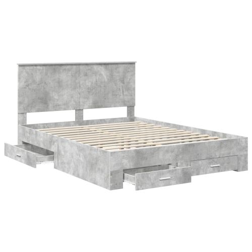 Рамка за легло Циментено сиво 150 x 200 cm Инженерно дърво