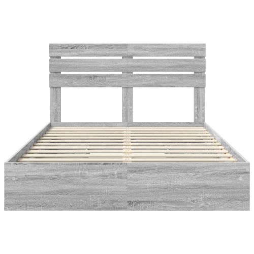 Легло с място за съхранение с таблото Сив Сонома 150 x 200 cm