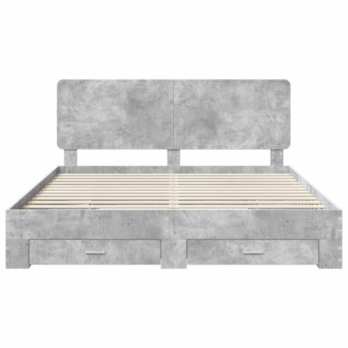 Рамка за легло Циментено сиво 200 x 200 cm Инженерно дърво