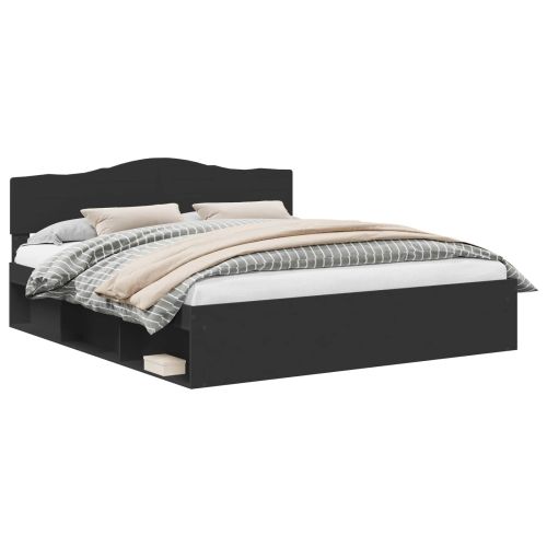 Рамка за легло Черно 180 x 200 cm Солидно борово дърво