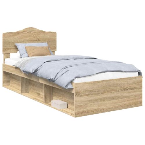 Рамка за легло Сонома дъб 75 x 190 cm Солидно борово дърво