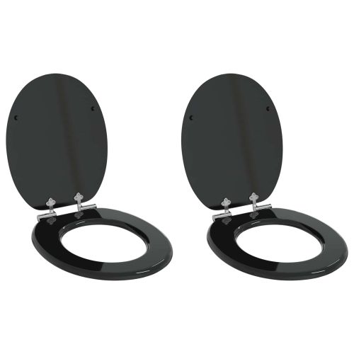 Мека затваряща се тоалетна седалка 2 pcs Черен 44 x 38 см ПДЧ