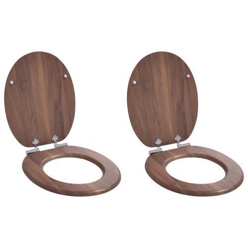 Мека затваряща се тоалетна седалка 2 pcs Кафяво 44 x 38 см ПДЧ