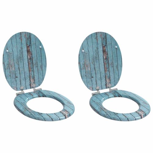 Мека затваряща се тоалетна седалка 2 pcs Синьо 44 x 38 см ПДЧ