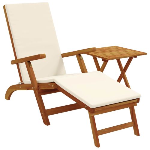 Сгъваем и reclining шезлонг 2 pcs Кремавобяло