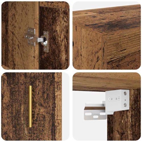 Стенно монтиран шкаф 2 pcs Старо дърво 69,5 x 34 x 90 см