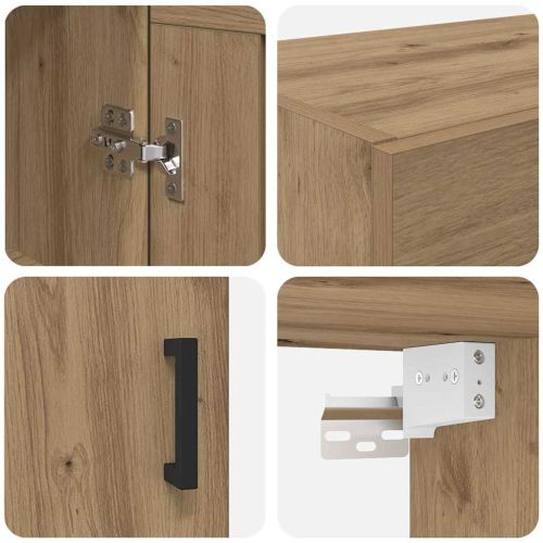 Стенно монтиран шкаф 2 pcs Дъб 69,5 x 34 x 90 см