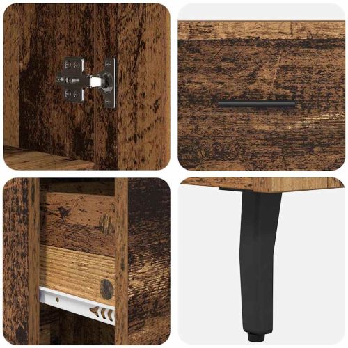 Висок шкаф с чекмедже 2 pcs Старо дърво Инженерно дърво