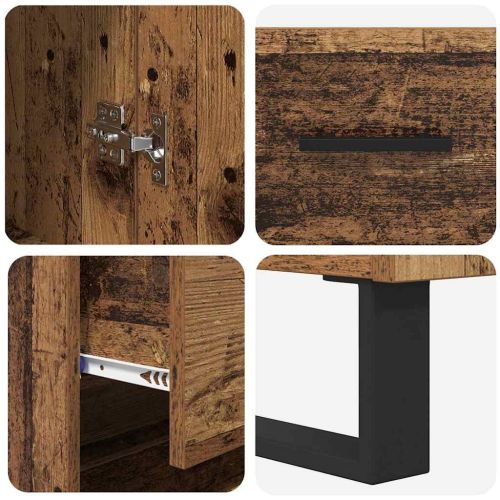 Висок шкаф с чекмедже 2 pcs Старо дърво Инженерно дърво