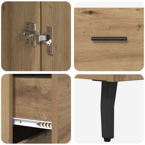 Висок шкаф Дъб 69,5 x 34 x 180 см Инженерна дървесина и стъкло