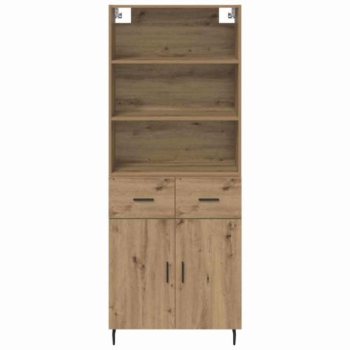 Висок шкаф Дъб 69,5 x 34 x 180 см Инженерна дървесина и стъкло